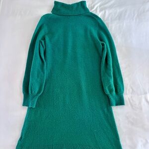 Cozy Green Turtleneck Sweater Dress
